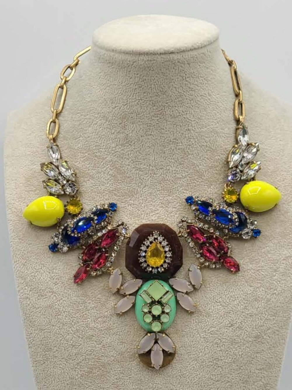 J Crew Vintage Massive Multi Color Stone Resin Necklace